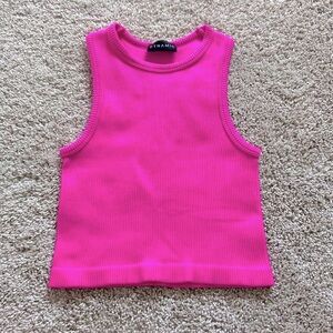 Dynamic • Hot Pink High Neck Ribbed Seamless Crop Tank